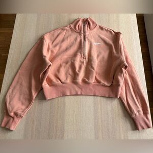 Nike Women's light orange Half-Zip Cropped Fleece Pullover size small Petite